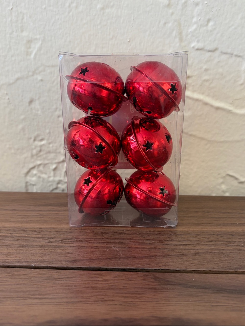 Holiday Style Red Metal Jingle Bell Christmas Ornaments Set of 6